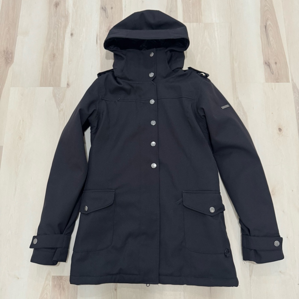 EUC Roxy Snowboard Coat Women's Juniors Large Black Hood Waterproof Winter